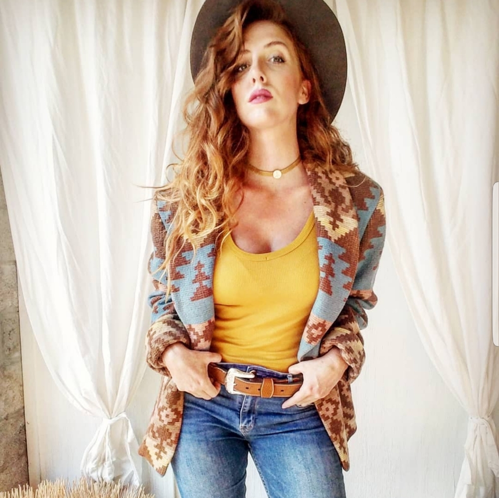 Vintage 80"s Pastel Aztec Blazer!